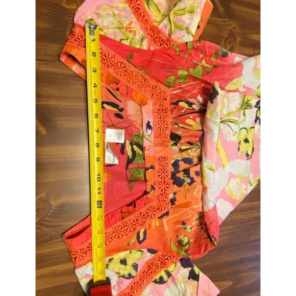 Womens Harve Bernard Sz XL Colorful Ruffle Short-Sleeve Cottagecore - Picture 15 of 16